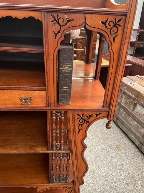 A FINE ARTS AND CRAFTS LIBERTY OF LONDON MOORISH OPEN BOOKCASE - ADDITIONAL PHOTO 9