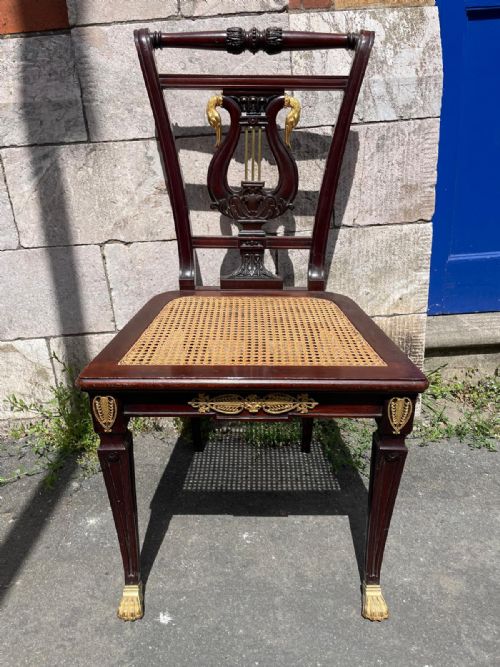 A SUPERB QUALITY MAHOGANY AND GILT BRONZE MUSIC ROOM CHAIR - ADDITIONAL PHOTO 6