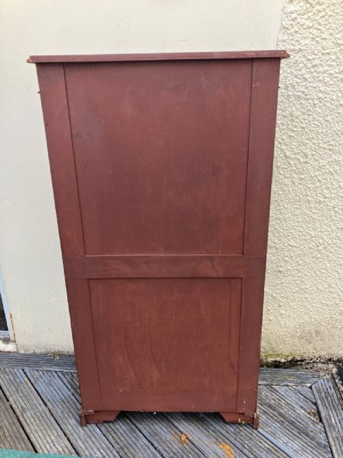 TALL EDWARDIAN INLAID MAHOGANY OPEN BOOKCASE - ADDITIONAL PHOTO 1
