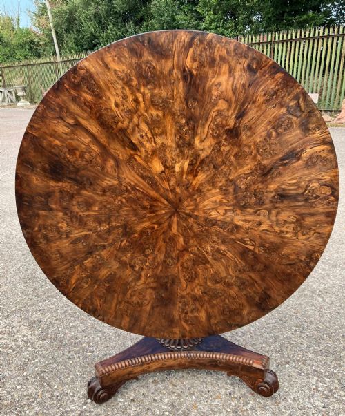 fine and rare regency yew wood segmented top center table - CATEGORY: ANTIQUE TABLES - DATED REGENCY
