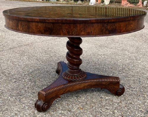 FINE AND RARE REGENCY YEW WOOD SEGMENTED TOP CENTER TABLE - ADDITIONAL PHOTO 8