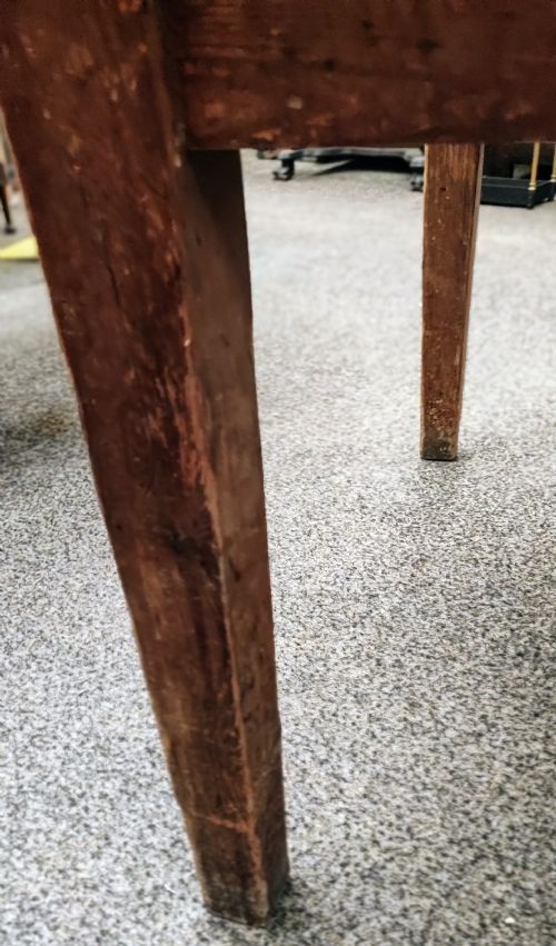 AN ANTIQUE PINE KITCHEN TABLE WITH DUCK EGG BLUE FORMICA TOP - ADDITIONAL PHOTO 2