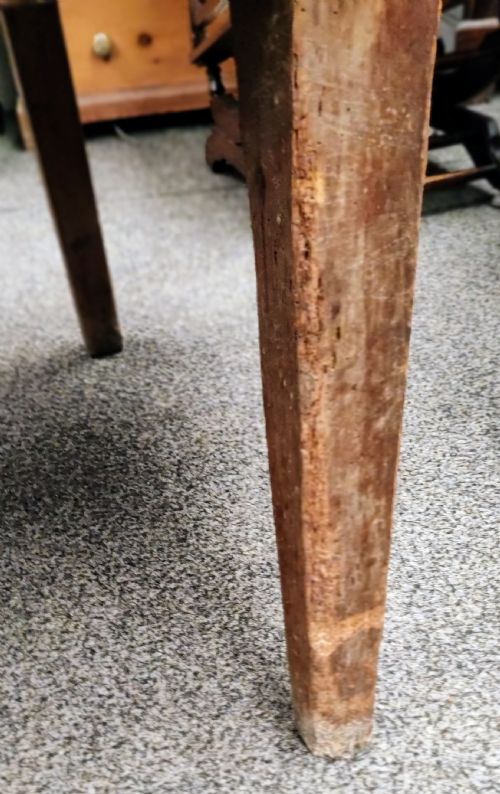 AN ANTIQUE PINE KITCHEN TABLE WITH DUCK EGG BLUE FORMICA TOP - ADDITIONAL PHOTO 6
