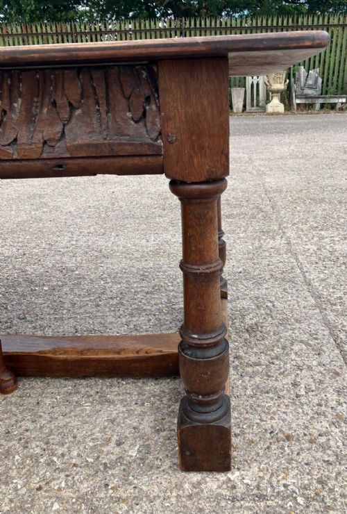 ANTIQUE LARGE OAK REFECTORY DINING TABLE - ADDITIONAL PHOTO 3