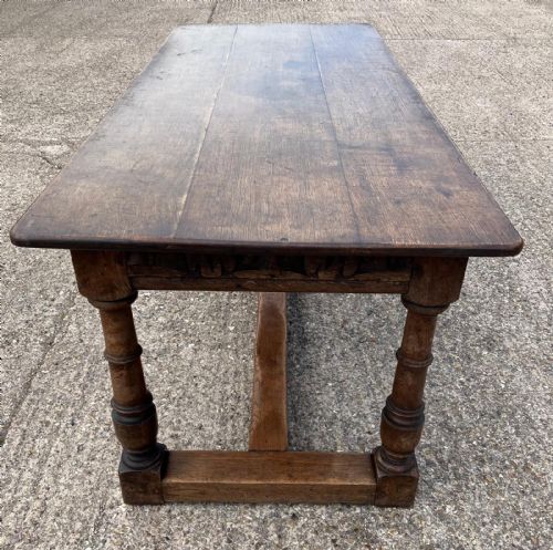 ANTIQUE LARGE OAK REFECTORY DINING TABLE - ADDITIONAL PHOTO 4