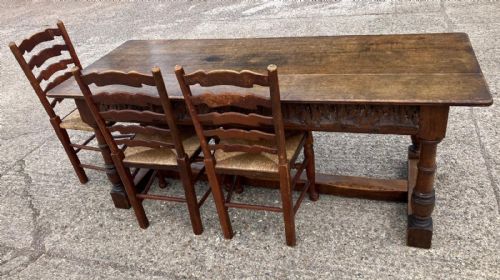ANTIQUE LARGE OAK REFECTORY DINING TABLE - ADDITIONAL PHOTO 6