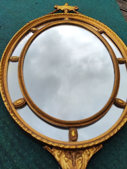 PRETTY EDWARDIAN CARVED GILTWOOD AND GESSO OVAL MIRROR - ADDITIONAL PHOTO 3