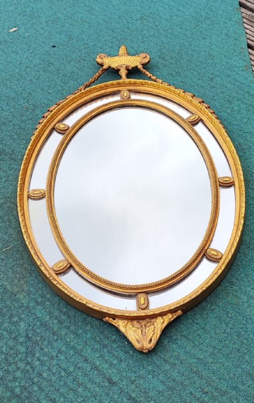 PRETTY EDWARDIAN CARVED GILTWOOD AND GESSO OVAL MIRROR - ADDITIONAL PHOTO 6