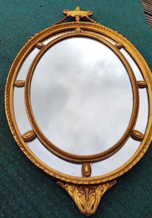 PRETTY EDWARDIAN CARVED GILTWOOD AND GESSO OVAL MIRROR - ADDITIONAL PHOTO 7