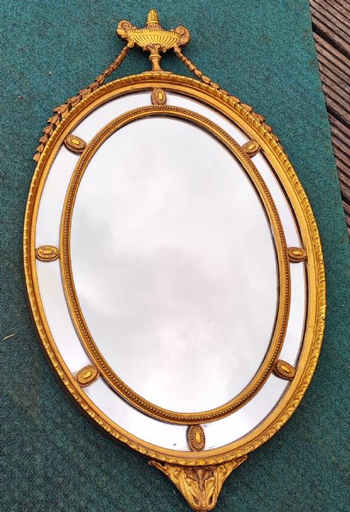PRETTY EDWARDIAN CARVED GILTWOOD AND GESSO OVAL MIRROR - ADDITIONAL PHOTO 8