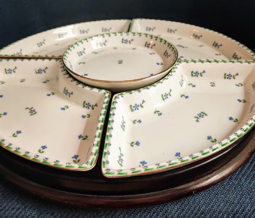 FINE ANTIQUE PORCELAIN SERVING TRAY WITH DISHES FOR HORS D'OEUVRES - ADDITIONAL PHOTO 3