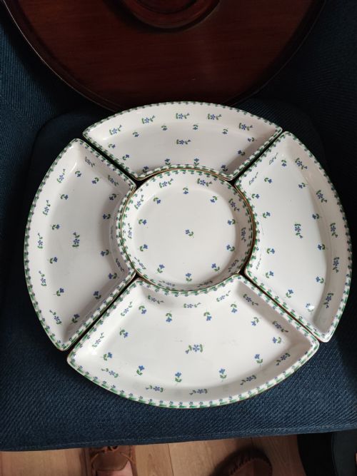 FINE ANTIQUE PORCELAIN SERVING TRAY WITH DISHES FOR HORS D'OEUVRES - ADDITIONAL PHOTO 8