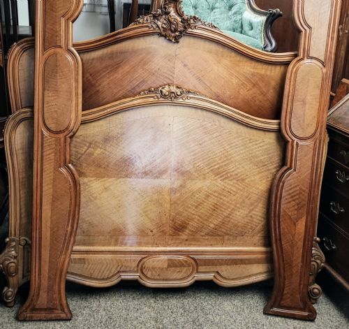 antique french walnut rocco double bed frame - CATEGORY: ANTIQUE BEDS - DATED 19TH CENTURY