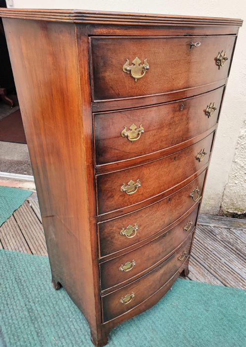 ANTIQUE TALL WALNUT CHEST IN THE GEORGIAN STYLE - ADDITIONAL PHOTO 4