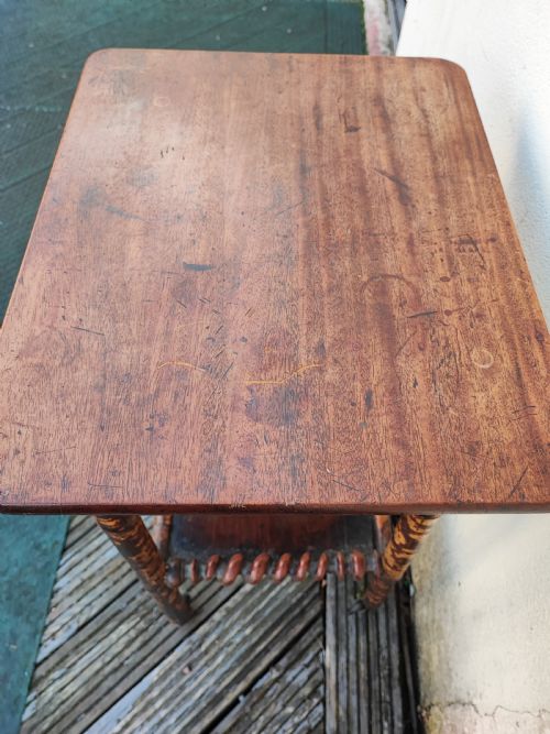 QUIRKY VICTORIAN MAHOGANY AND BAMBOO OCCASIONAL TABLE - ADDITIONAL PHOTO 5