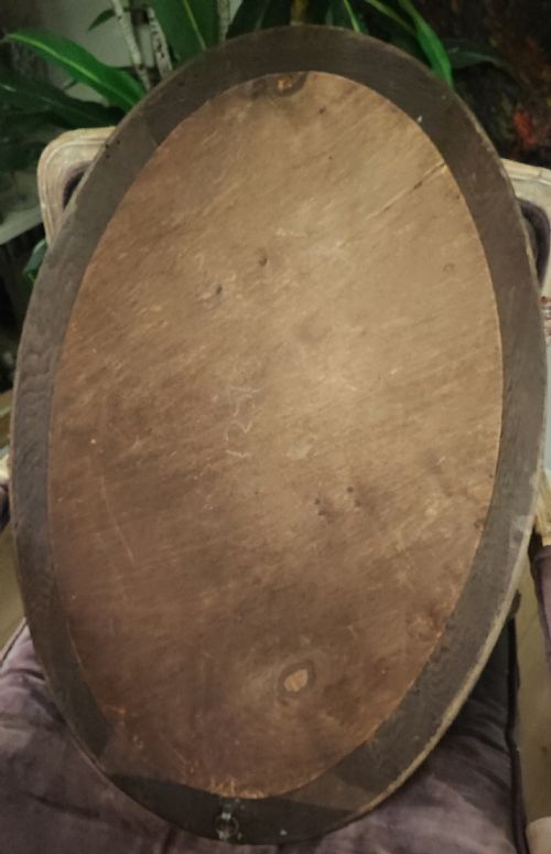 EDWARDIAN OAK OVAL MIRROR - ADDITIONAL PHOTO 4