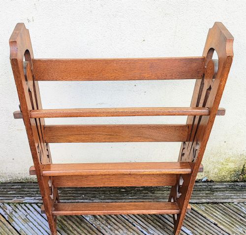 ANTIQUE OAK ART'S AND CRAFTS OPEN BOOKCASEIN THE LIBERTY'S STYLE - ADDITIONAL PHOTO 4