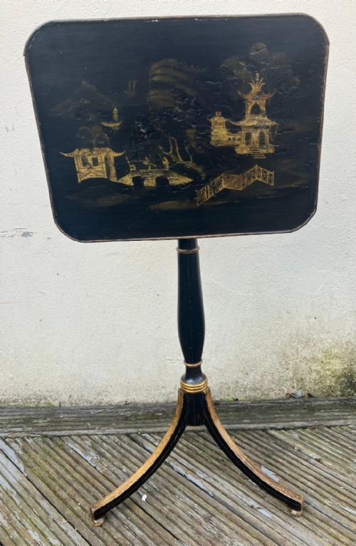 regency gilded and japanned chinoiserie tripod table - CATEGORY: ANTIQUE TABLES - DATED REGENCY