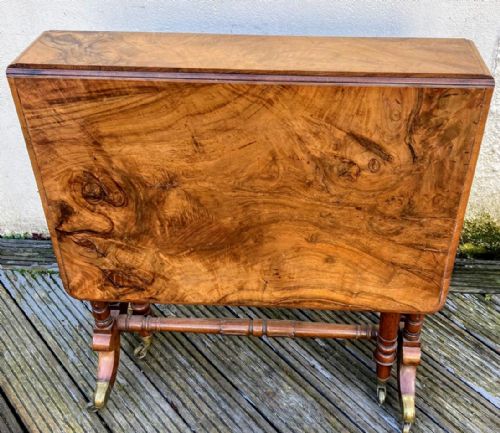 FINE ANTIQUE BURR WALNUT SUTHERLAND TABLE - ADDITIONAL PHOTO 1