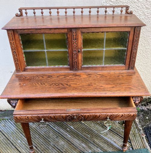 VICTORIAN CARVED OAK HALL OR SIDE CABINET - ADDITIONAL PHOTO 1
