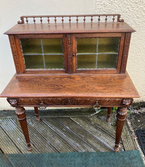 VICTORIAN CARVED OAK HALL OR SIDE CABINET - ADDITIONAL PHOTO 2