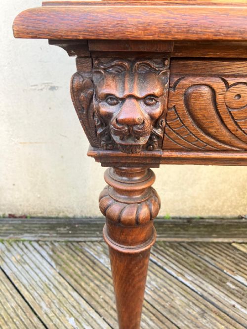 VICTORIAN CARVED OAK HALL OR SIDE CABINET - ADDITIONAL PHOTO 4