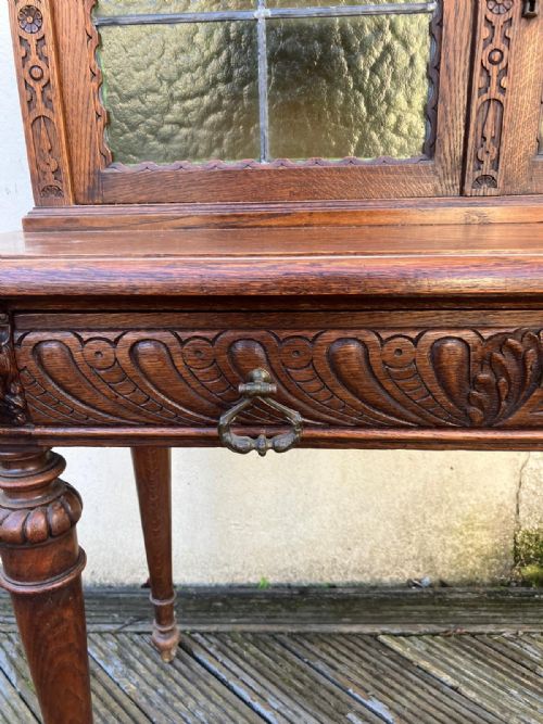 VICTORIAN CARVED OAK HALL OR SIDE CABINET - ADDITIONAL PHOTO 5