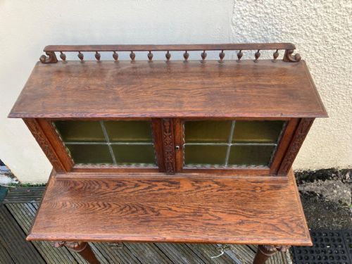 VICTORIAN CARVED OAK HALL OR SIDE CABINET - ADDITIONAL PHOTO 8