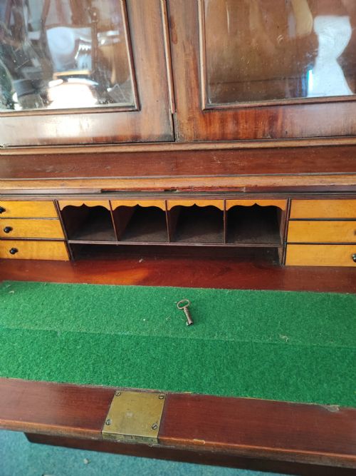 ANTIQUE MAHOGANY SECRETAIRE BOOKCASE - ADDITIONAL PHOTO 3