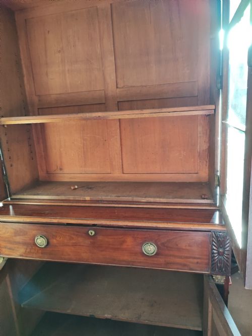 ANTIQUE MAHOGANY SECRETAIRE BOOKCASE - ADDITIONAL PHOTO 14