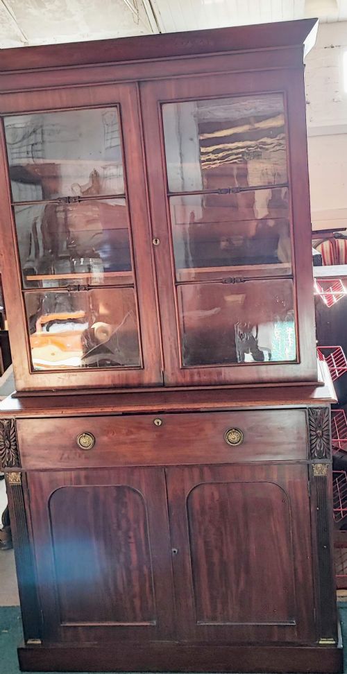 ANTIQUE MAHOGANY SECRETAIRE BOOKCASE - ADDITIONAL PHOTO 22