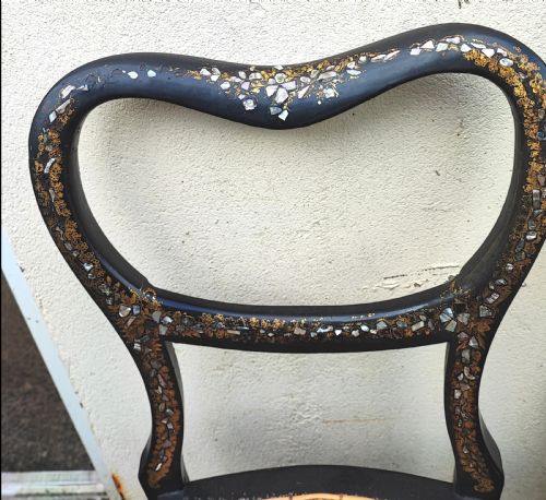 3 X VICTORIAN PAPIER MACHE AND MOTHER OF PEARL BEDROOM CHAIRS - ADDITIONAL PHOTO 5