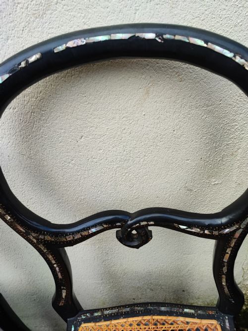 3 X VICTORIAN PAPIER MACHE AND MOTHER OF PEARL BEDROOM CHAIRS - ADDITIONAL PHOTO 6