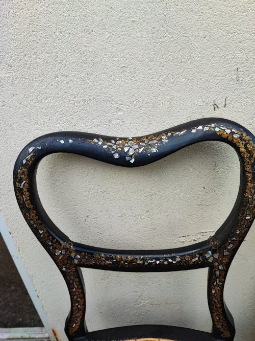3 X VICTORIAN PAPIER MACHE AND MOTHER OF PEARL BEDROOM CHAIRS - ADDITIONAL PHOTO 8