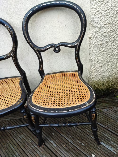 3 X VICTORIAN PAPIER MACHE AND MOTHER OF PEARL BEDROOM CHAIRS - ADDITIONAL PHOTO 11