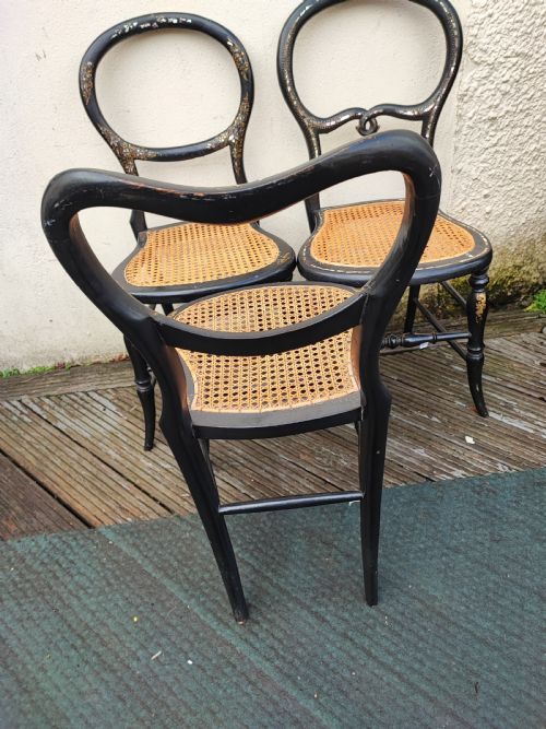 3 X VICTORIAN PAPIER MACHE AND MOTHER OF PEARL BEDROOM CHAIRS - ADDITIONAL PHOTO 16