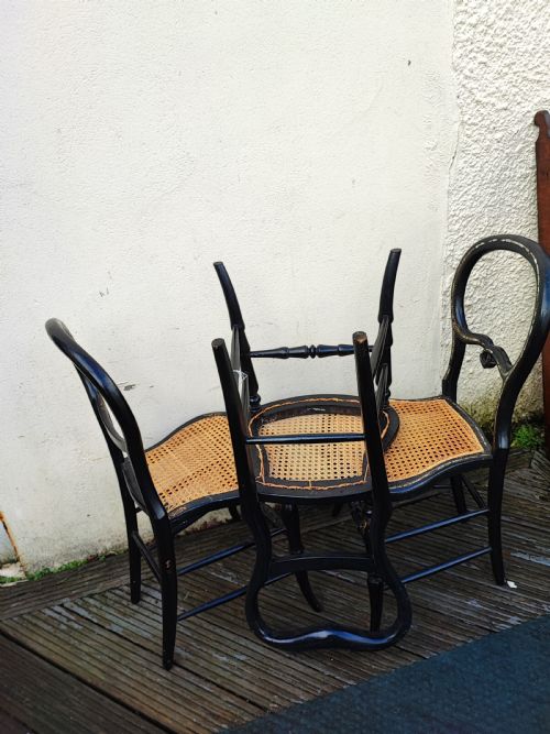 3 X VICTORIAN PAPIER MACHE AND MOTHER OF PEARL BEDROOM CHAIRS - ADDITIONAL PHOTO 18