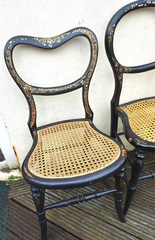 3 X VICTORIAN PAPIER MACHE AND MOTHER OF PEARL BEDROOM CHAIRS - ADDITIONAL PHOTO 20