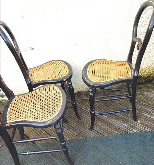 3 X VICTORIAN PAPIER MACHE AND MOTHER OF PEARL BEDROOM CHAIRS - ADDITIONAL PHOTO 21