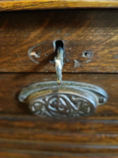 EDWARDIAN OAK TAMBOUR FRONT FILE CABINET - ADDITIONAL PHOTO 1