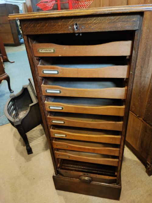 EDWARDIAN OAK TAMBOUR FRONT FILE CABINET - ADDITIONAL PHOTO 5