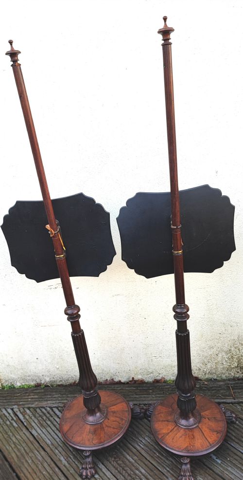 A FINE PAIR OF REGENCY ROSEWOOD POLE SCREENS - ADDITIONAL PHOTO 3
