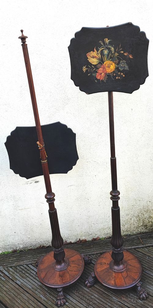 A FINE PAIR OF REGENCY ROSEWOOD POLE SCREENS - ADDITIONAL PHOTO 8