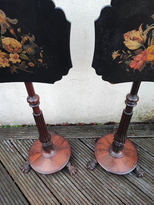 A FINE PAIR OF REGENCY ROSEWOOD POLE SCREENS - ADDITIONAL PHOTO 14