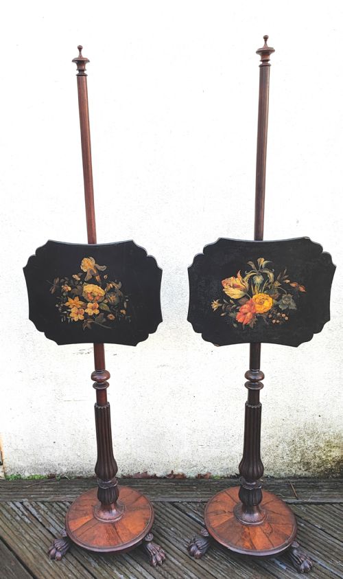 A FINE PAIR OF REGENCY ROSEWOOD POLE SCREENS - ADDITIONAL PHOTO 18