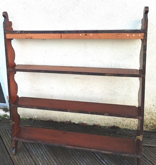 ANTIQUE MAHOGANY HANGING WALL SHELF - ADDITIONAL PHOTO 2