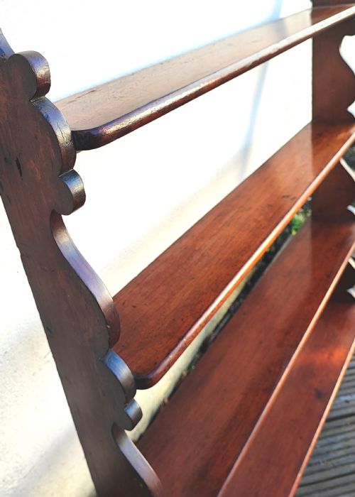 ANTIQUE MAHOGANY HANGING WALL SHELF - ADDITIONAL PHOTO 4