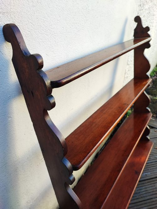 ANTIQUE MAHOGANY HANGING WALL SHELF - ADDITIONAL PHOTO 6