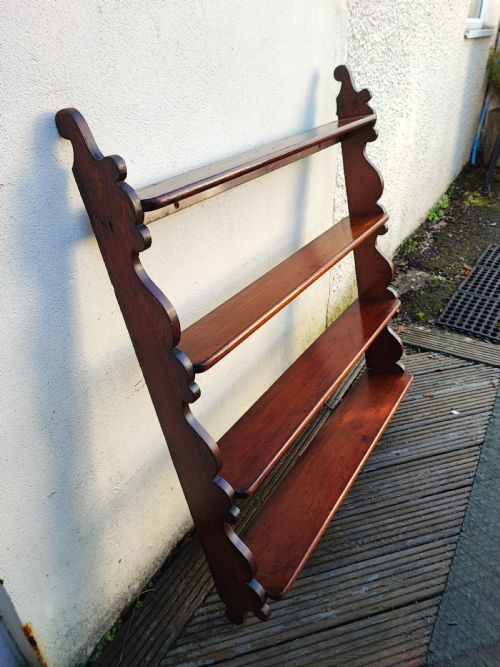 ANTIQUE MAHOGANY HANGING WALL SHELF - ADDITIONAL PHOTO 7