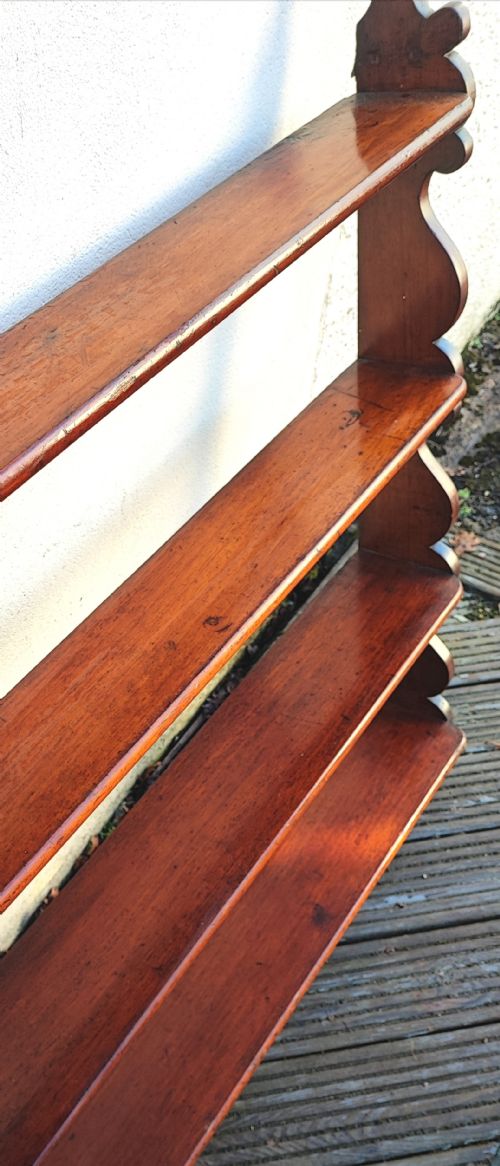 ANTIQUE MAHOGANY HANGING WALL SHELF - ADDITIONAL PHOTO 9
